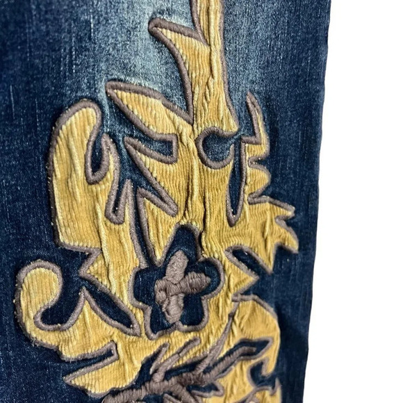 Liquid x Y2K Juniors Jeans Size 9 Flared Len Corduroy Patchwork Embellished Blue - Picture 7 of 11